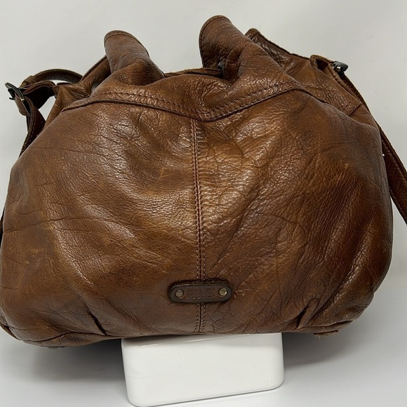 Frye Brooke Studded Drawstring Bucket Bag Purse Brown Leather Shoulder Bag - Picture 6 of 12